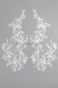3D Blumen Applikation/ Hochzeitskleid Spitzenapplikation/ Perlen Braut Aufnäher/ Brautblatt Aufnäher Applikation/ A23-343