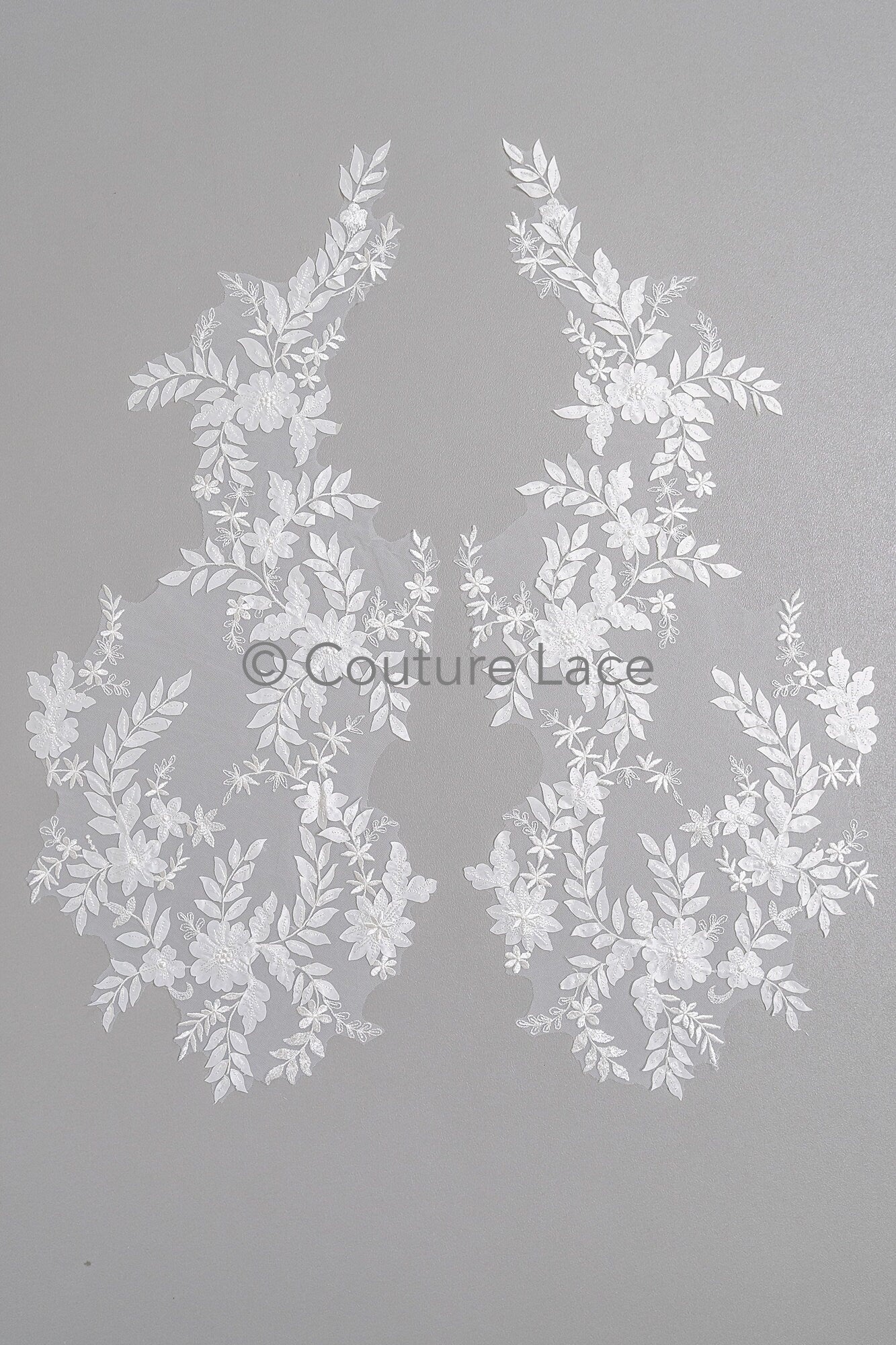 3D Blumen Applikation/ Hochzeitskleid Spitzenapplikation/ Perlen Braut Aufnäher/ Brautblatt Aufnäher Applikation/ A23-343