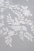 3D Blumen Applikation/ Hochzeitskleid Spitzenapplikation/ Perlen Braut Aufnäher/ Brautblatt Aufnäher Applikation/ A23-343