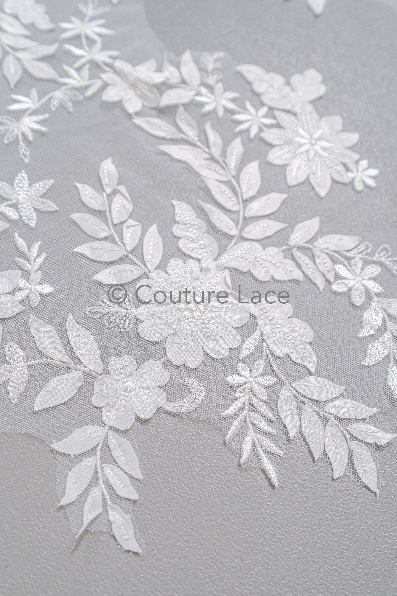3D Blumen Applikation/ Hochzeitskleid Spitzenapplikation/ Perlen Braut Aufnäher/ Brautblatt Aufnäher Applikation/ A23-343