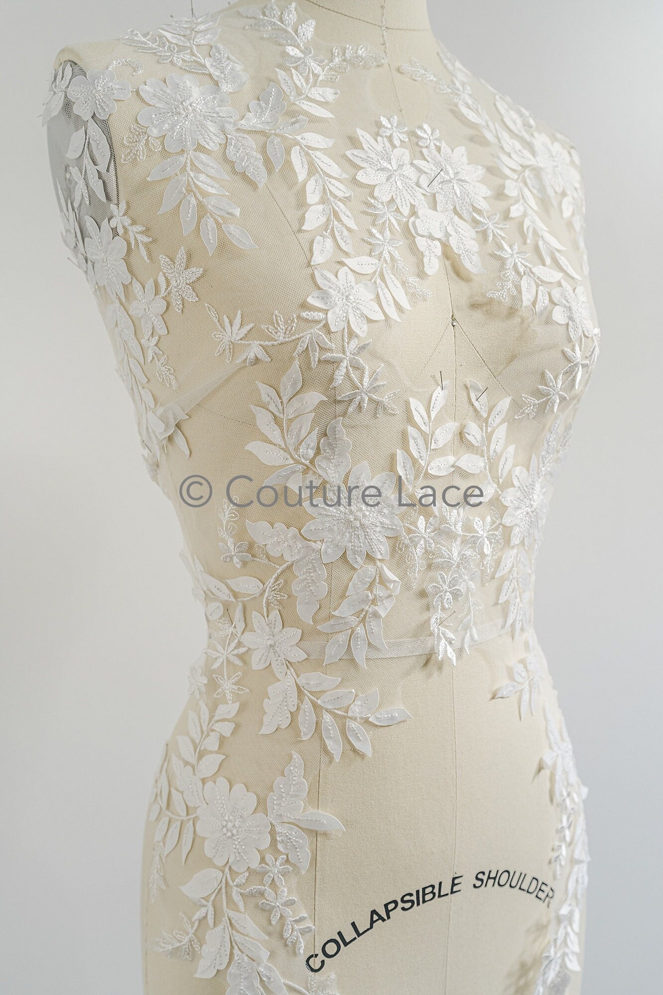 3D Blumen Applikation/ Hochzeitskleid Spitzenapplikation/ Perlen Braut Aufnäher/ Brautblatt Aufnäher Applikation/ A23-343