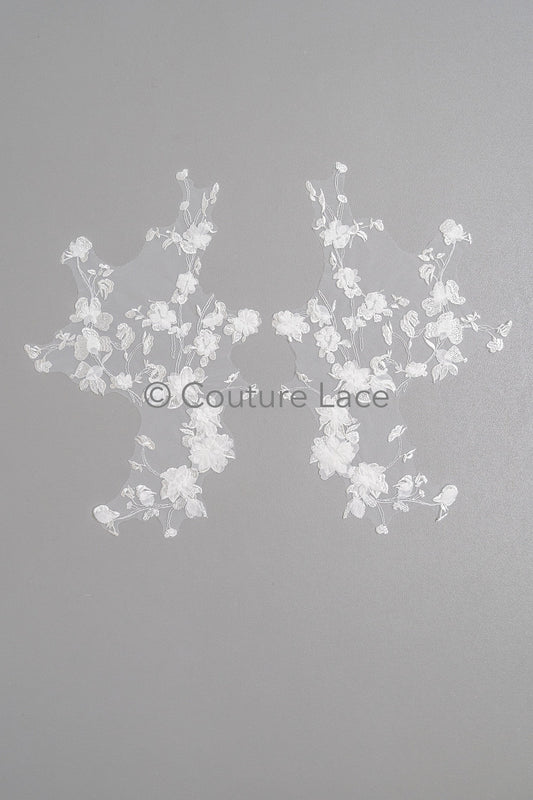3D Blumen Spitze Applikation / Perlen Braut Aufnäher / 3D Perlen Blumen Applikation / Braut Blatt Applikation / A23-344
