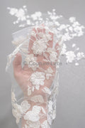 florale 3D Blumenapplikation/ Hochzeitskleid Spitzenapplikation/ Perlen Braut Aufnäher/ bestickte Brautblatt Applikation mit 3d Blumen/ A23-345