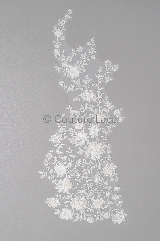 Hochzeit Kleid Spitze Applikation / Perlen Braut Aufnäher / 3D Perlen Blumen Applikation / Braut Applikation Blatt / A23-346