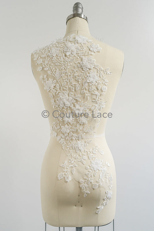 Hochzeit Kleid Spitze Applikation / Perlen Braut Aufnäher / 3D Perlen Blumen Applikation / Braut Applikation Blatt / A23-346