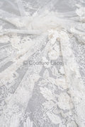 3D flower lace fabric/ bridal lace fabric/ romantic flower lace fabric with 3D flowers/ wedding lace fabric// L23-274B