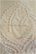 Perlen Spitzenstoff Off-White/ Perlen Brautkleid Spitze/ Couture Spitze Stoff/ Perlen Spitze// L23-508