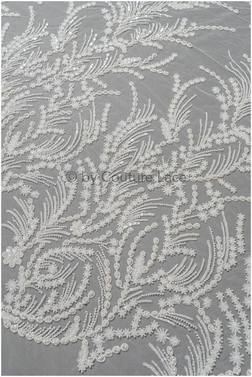 Perlen Spitzenstoff Off-White/ Perlen Brautkleid Spitze/ Couture Spitze Stoff/ Perlen Spitze// L23-508