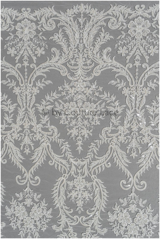 Perlen Spitzenstoff Off-White/ Perlen Brautkleid Spitze mit Perlen/ Couture Spitzenstoff/ Perlen Spitze// L23-514