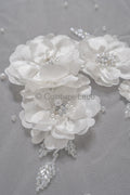 3D Blumen Perlen Spitzenstoff/ Couture Spitzenstoff mit Perlen/ Perlen & Kristallen/ Perlen Brautspitze// L23-539