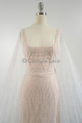 Pearl lace fabric off-white/ wavy lace fabric with pearls &amp; sequins/ bridal lace fabric/ L23-542