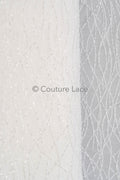 Pearl lace fabric off-white/ wavy lace fabric with pearls &amp; sequins/ bridal lace fabric/ L23-542