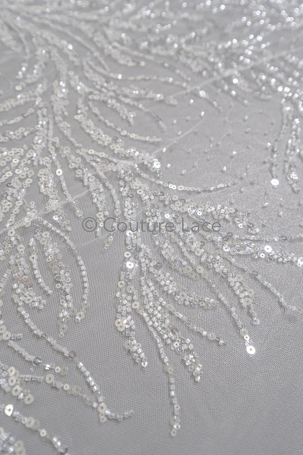 Perlen Spitzenstoff Off-White/ Perlen Brautkleid Spitze/ Couture Spitze mit Perlen/ Perlen Spitze// L23-544