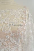 Floral Bridal Lace Off-White/ Bridal Lace with Flowers/ Floral Wedding Lace/ Couture Lace// L23-545