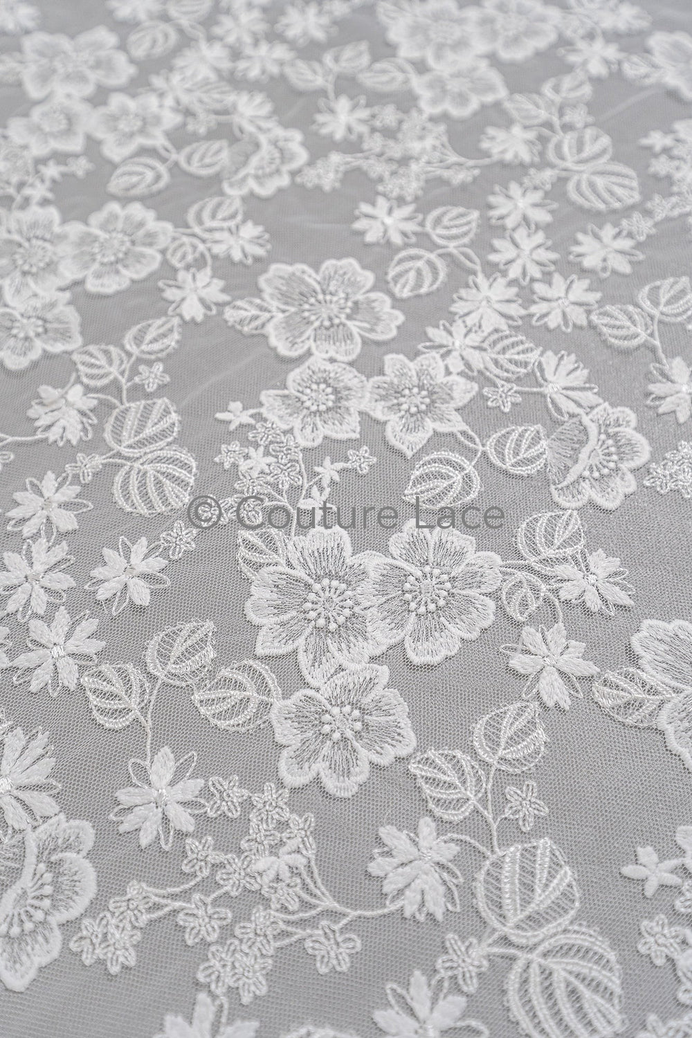 Floral Bridal Lace Off-White/ Bridal Lace with Flowers/ Floral Wedding Lace/ Couture Lace// L23-545