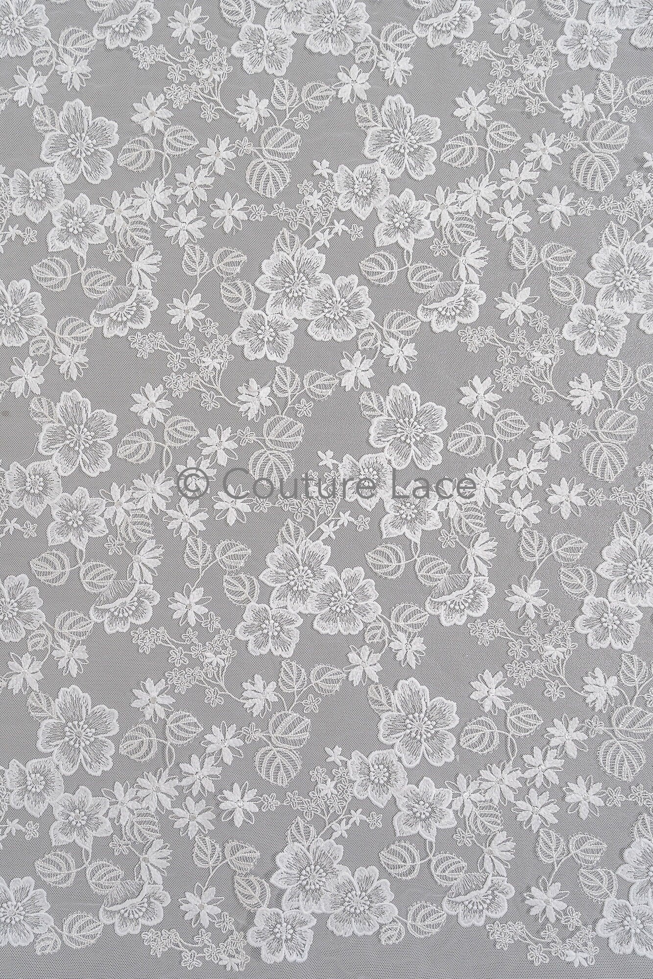 Floral Bridal Lace Off-White/ Bridal Lace with Flowers/ Floral Wedding Lace/ Couture Lace// L23-545