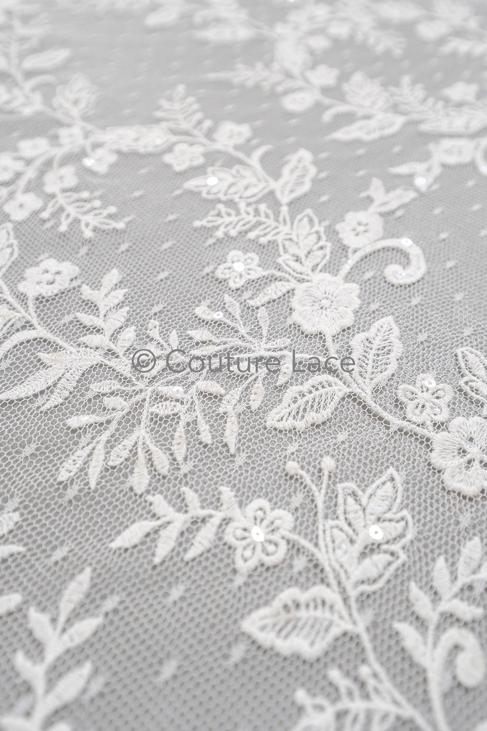 Blumen Braut Spitze Off-White/ Brautspitze mit Pailletten/ Blumen Hochzeit Spitze/ Couture Spitze// L23-548