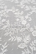 Blumen Braut Spitze Off-White/ Brautspitze mit Pailletten/ Blumen Hochzeit Spitze/ Couture Spitze// L23-548