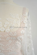 Blumen Braut Spitze Off-White/ Brautspitze mit Pailletten/ Blumen Hochzeit Spitze/ Couture Spitze// L23-548