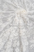 Blumen Braut Spitze Off-White/ Brautspitze mit Pailletten/ Blumen Hochzeit Spitze/ Couture Spitze// L23-548