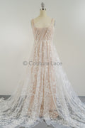 Blumen Braut Spitze Off-White/ Brautspitze mit Perlen & Pailletten/ Braut Spitzenstoff mit Blumen/ Couture Spitze// L23-549