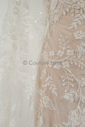 Blumen Braut Spitze Off-White/ Brautspitze mit Perlen & Pailletten/ Braut Spitzenstoff mit Blumen/ Couture Spitze// L23-549