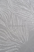 Zarte florale Spitze Off-White/ Braut Spitzenstoff/ Perlen Spitzenstoff/ Spitzenmuster mit Perlen & Pailletten// L23-550