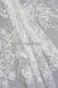 Blumen Braut Spitze Off-White/ florale Brautspitze/ Blumen Hochzeit Spitze/ Couture Spitze// L23-551