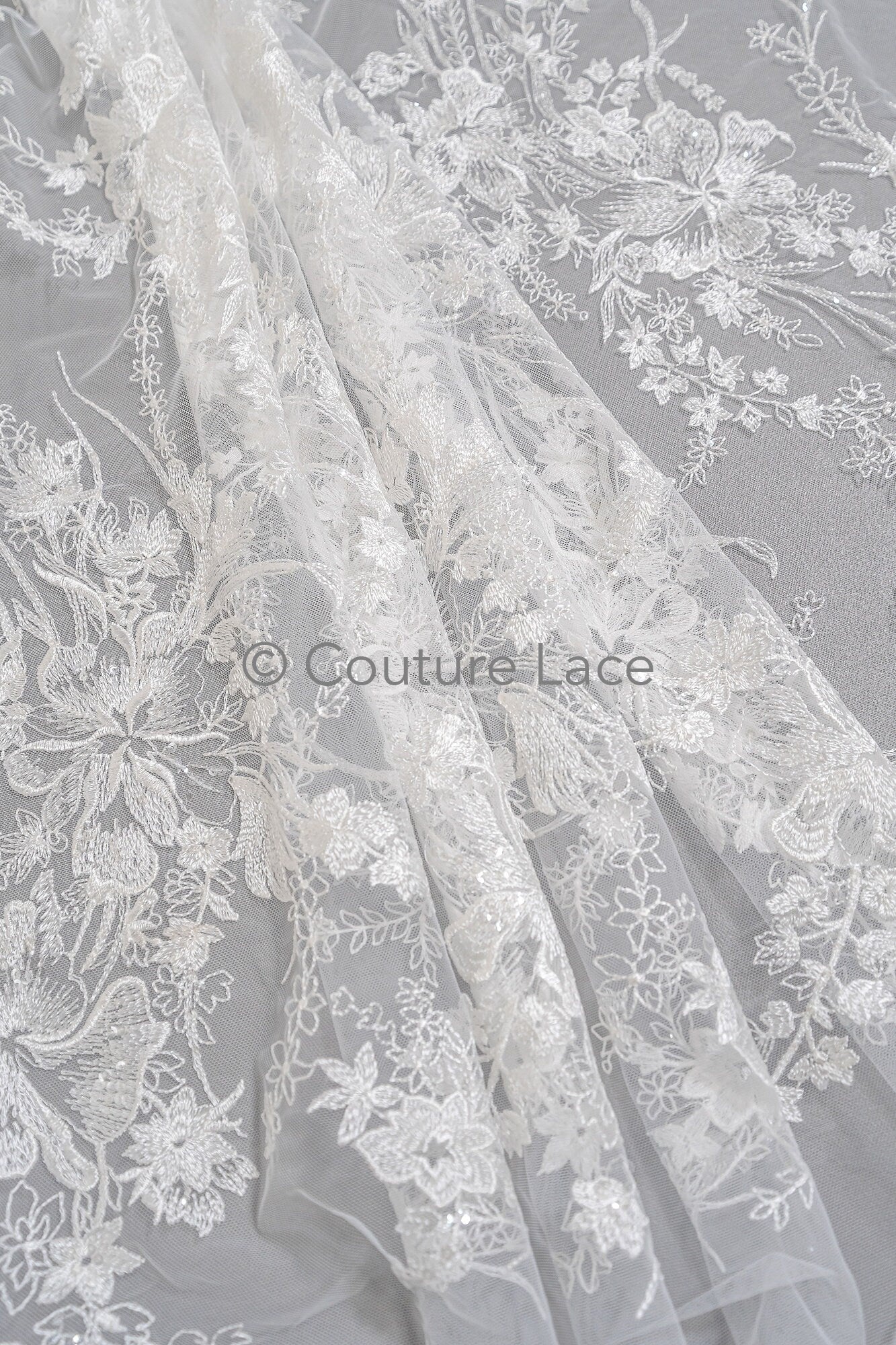 Blumen Braut Spitze Off-White/ florale Brautspitze/ Blumen Hochzeit Spitze/ Couture Spitze// L23-551