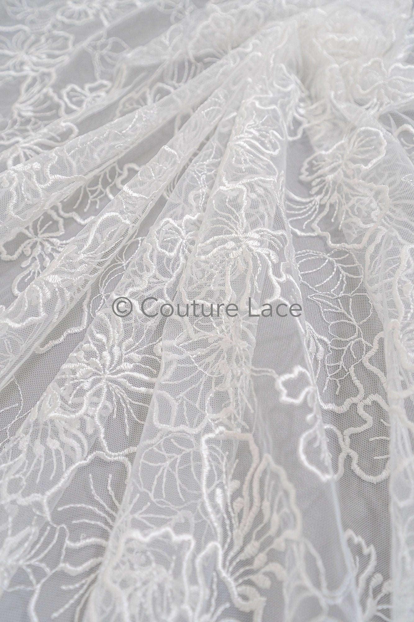 Blumen Braut Spitze Off-White/ Brautspitze mit Blumen/ Blumen Hochzeit Spitze/ Couture Spitze// L23-555