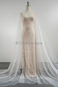 Couture Spitzenstoff Off-White/ Perlen Spitzenstoff/ Spitze mit Perlen/ Brautspitze Stoff// L23-557