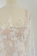 Perlen Spitzenstoff Off-White/ Couture Spitzenstoff mit Perlen/ Braut Spitzenstoff/ Perlen Spitze// L23-559