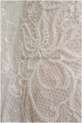 Perlen Spitzenstoff Off-White/ Couture Spitzenstoff/ Brautspitze Stoff mit Perlen/ Perlenspitze// L22-516