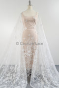 3D butterfly bridal lace off-white/ beautiful embroidered floral lace fabric/ wildflower lace fabric/ bridal lace with flowers// L23-579