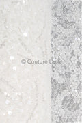 3D Blumen Spitzenstoff Off-White/ Couture Spitze Stoff/ Brautspitze mit Perlen/ Perlen Spitze// L23-570