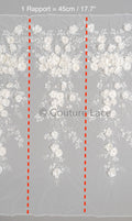 3D Blumen Spitzenstoff Off-White/ Braut Spitzenstoff mit Perlen & Pailletten/ romantischer Spitzenstoff mit 3D Blumen/ Hochzeit Spitzenstoff// L23-535