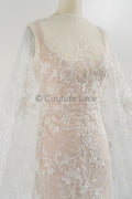 Perlen Spitzenstoff Off-White/ Couture Spitzenstoff/ Braut Spitzenstoff/ Perlen Spitze// L23-577