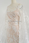Florale Braut Spitze Off-White/ Brautspitze Stoff/ florale Hochzeit Spitze mit Pailletten/ Couture Spitze// L23-582