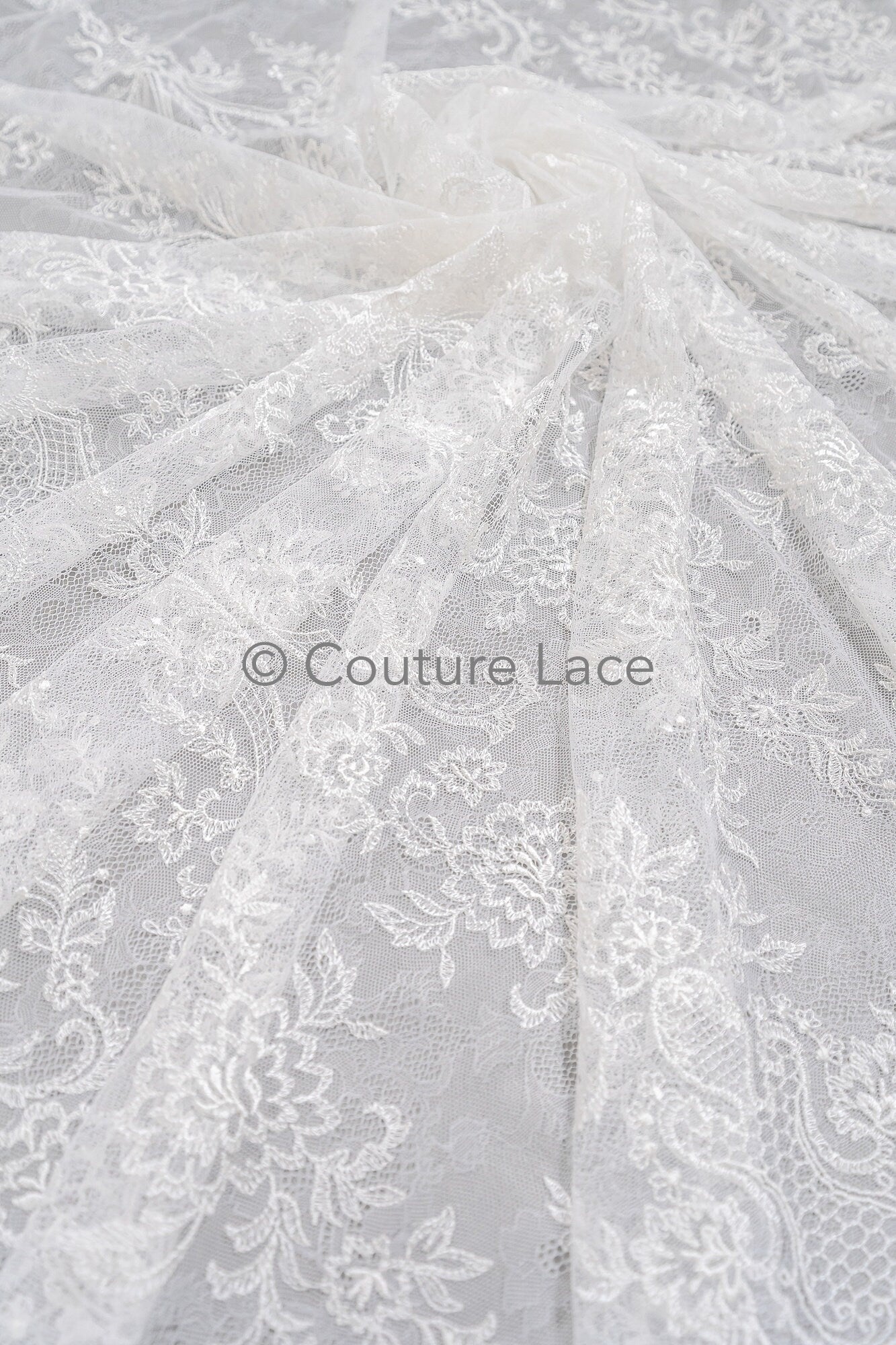 Blumen Braut Spitze Off-White/ Brautspitze mit Blumen/ Blumen Hochzeit Spitze/ Couture Spitze// L23-576