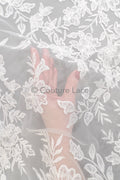 Blumen Spitze Off-White/ romantische Braut Spitze/ französische Brautspitze/ florale Braut Spitze// L23-593