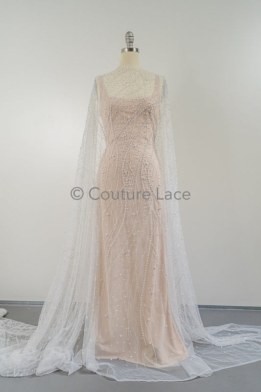 Braut Spitzenstoff Off-White/ Pallas Spitze Stoff/ schwere Perlen Brautkleid Spitze/ handgemachte Couture Spitze// L23-564