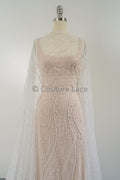 Braut Spitzenstoff Off-White/ Pallas Spitze Stoff/ schwere Perlen Brautkleid Spitze/ handgemachte Couture Spitze// L23-564