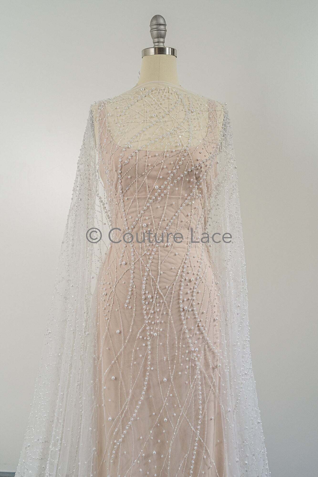 Braut Spitzenstoff Off-White/ Pallas Spitze Stoff/ schwere Perlen Brautkleid Spitze/ handgemachte Couture Spitze// L23-564