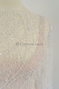 Braut Spitzenstoff Off-White/ Pallas Spitze Stoff/ schwere Perlen Brautkleid Spitze/ handgemachte Couture Spitze// L23-564