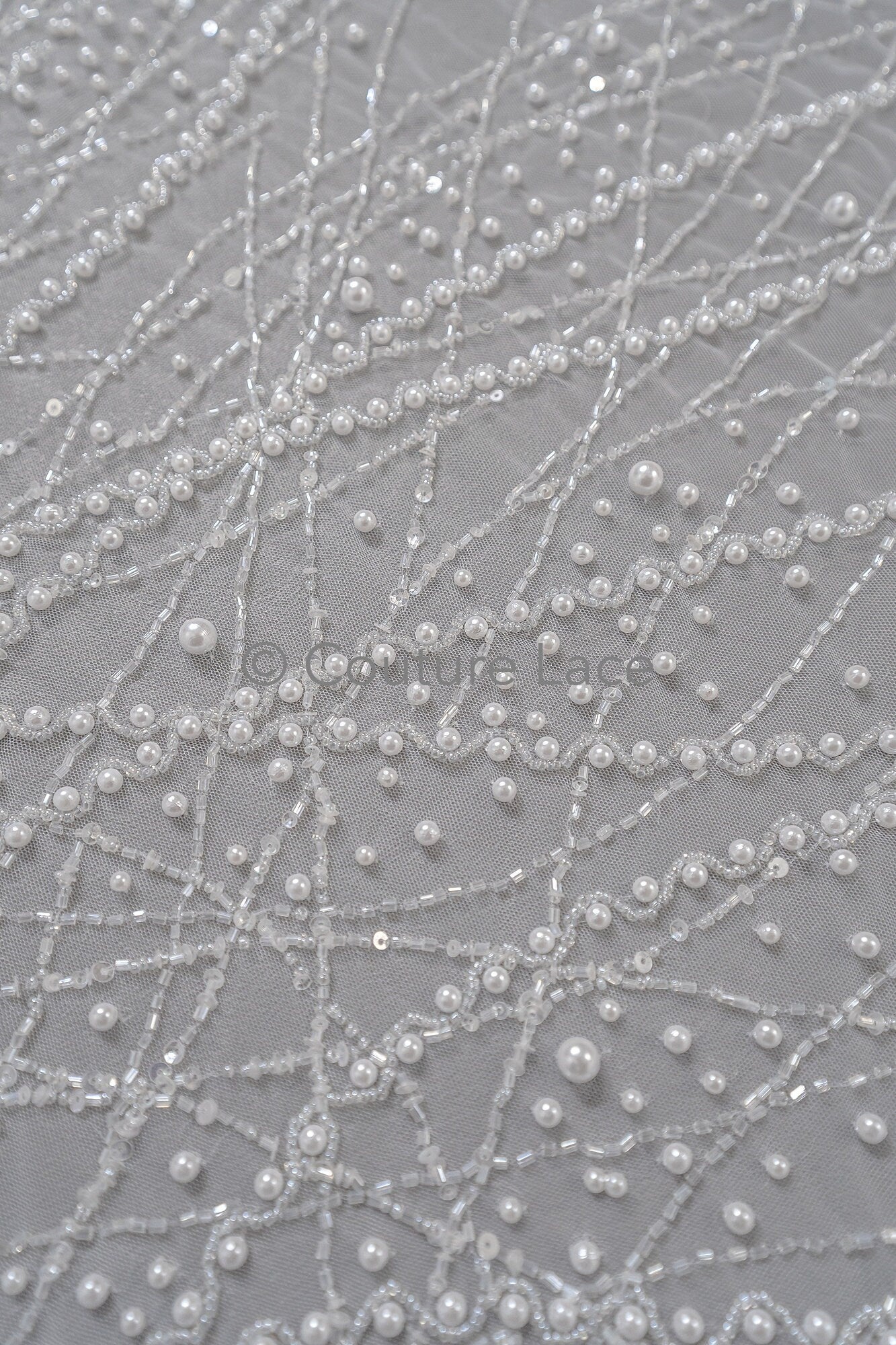 Braut Spitzenstoff Off-White/ Pallas Spitze Stoff/ schwere Perlen Brautkleid Spitze/ handgemachte Couture Spitze// L23-564