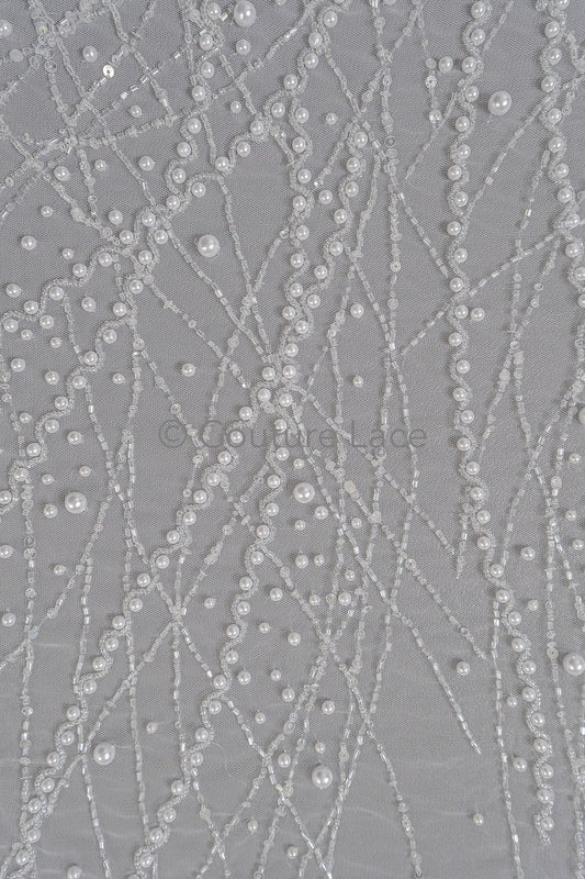 Braut Spitzenstoff Off-White/ Pallas Spitze Stoff/ schwere Perlen Brautkleid Spitze/ handgemachte Couture Spitze// L23-564