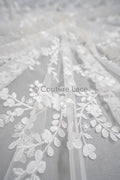 3D Blumen Spitzenstoff/ Braut Spitzenstoff Off-White/ romantischer Blumen Spitzenstoff mit Perlen/ Hochzeit Spitzenstoff// L23-573