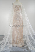 Floral Bridal Lace Off-White/ Bridal Lace with Flowers/ Floral Wedding Lace/ Couture Lace// L23-574