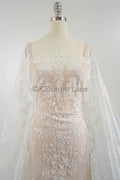 Floral Bridal Lace Off-White/ Bridal Lace with Flowers/ Floral Wedding Lace/ Couture Lace// L23-574