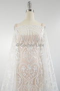 Blumen Braut Spitze Off-White/ Brautspitze mit Blumen/ Blumen Hochzeit Spitze/ Couture Spitze// L23-575
